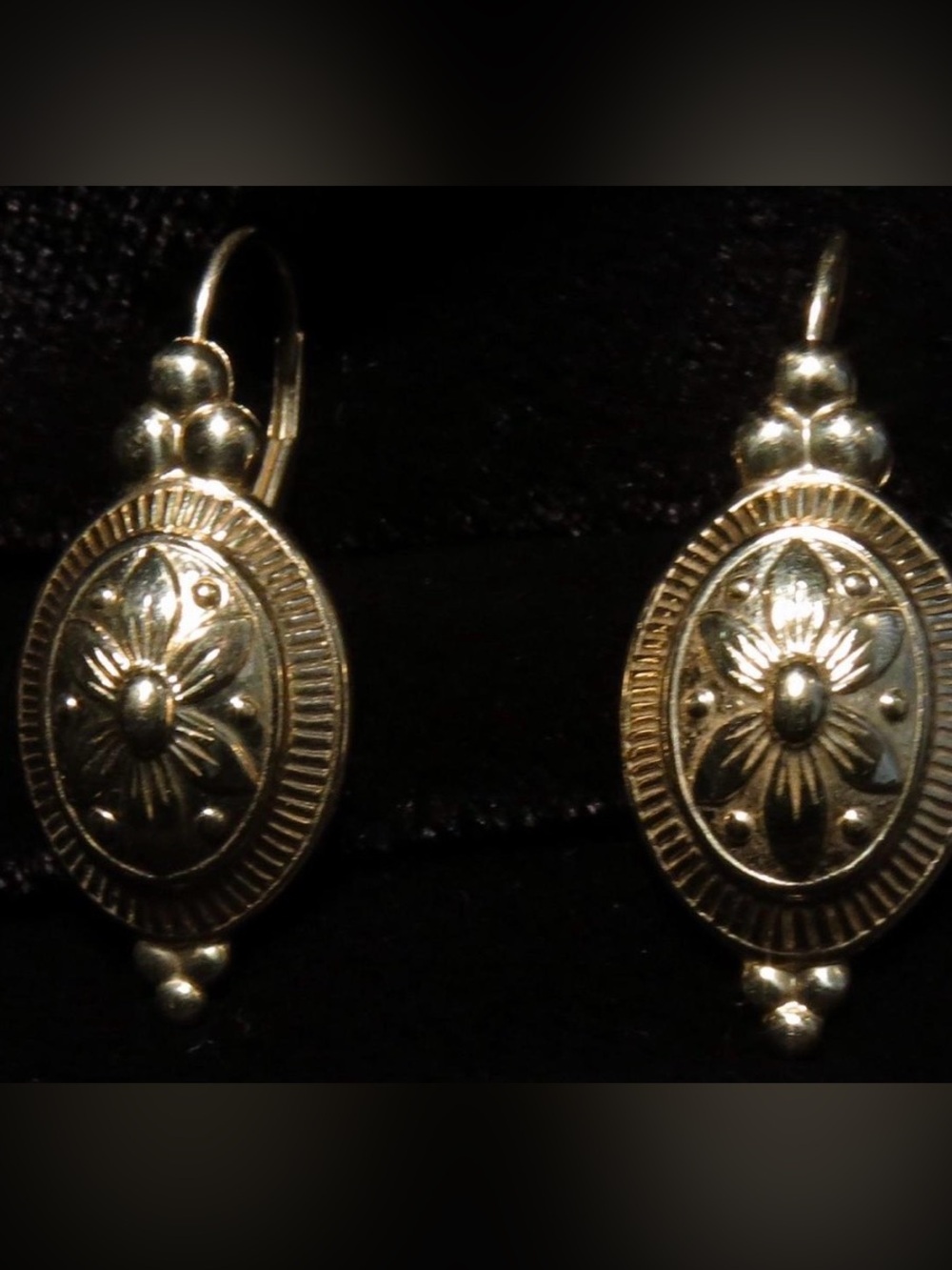 Victorian Revival style 14 karat yellow gold drop earrings -NEW - Picture 2 of 12